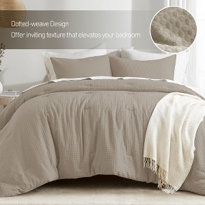 3Pcs Woven Dotted-Weave Knit Comforter Sets, Chic Vintage Style Boho Bed Set for All Season, Premium Breathable Bedding for Luxury Decor Style - 1 of 4