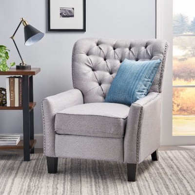 NicBex Fabric Push Back Recliner Chair,Light Gray Wingback Armchair with Rivet Detailing, Upholstered Chesterfield Sofa Chair
