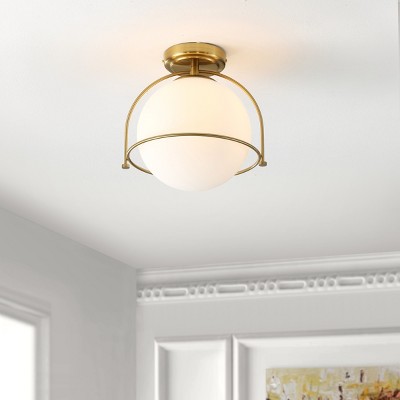 Valise 11" Gold and White Glass LED Flush Mount Light