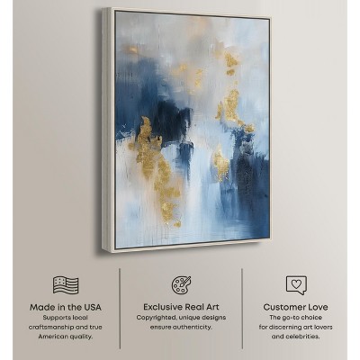 Morning Dew Blue Abstract Canvas Wall Art with Silver Frame, 54" x 36"