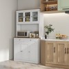 HOMCOM 71" Tall Kitchen Pantry Storage Cabinet with 2 Drawers, Microwave Cabinet with Adjustable Shelves and Glass Doors, White - image 2 of 4