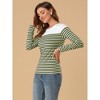 INSPIRE CHIC Women's Color Block Round Neck Long Sleeves Striped Basic T-Shirt - 4 of 4