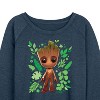 Women's - Marvel - Guardians of the Galaxy Baby Groot Leaf Lightweight French Terry Wide Neck Long Sleeve Shirt - 2 of 4