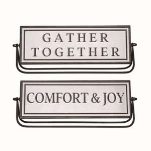 Transpac Metal 13 in. White Harvest Reversible Swivel Sign - 1 of 2