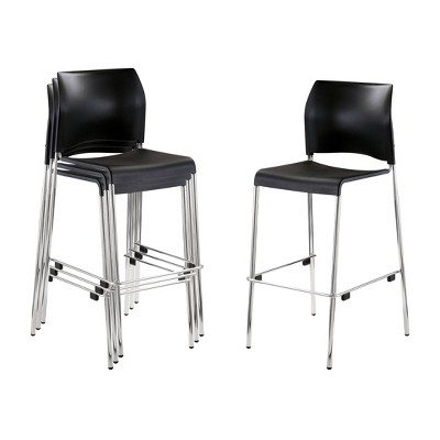 Set of 4 Cafetorium Counter Height Barstools Plastic Seat Black - National Public Seating