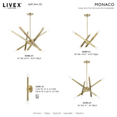Antique Brass Mini Sputnik 6-Light Chandelier