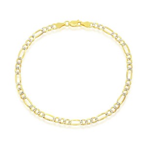 Links of Italy Sterling Silver 4mm Pave Figaro - Gold. Available: Anklet or Bracelet - 7 & 9 Inch - 1 of 3