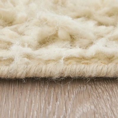 Ivory Geometric Handwoven Wool Rectangular Area Rug 2' x 3'