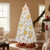 VINGLI 7.5ft Pre-lit White Christmas Tree, 400 Lights, Snowflake Skirt, Gold Bow Ornaments, 1600 PVC Tips, Holiday Party Decor - 3 of 4