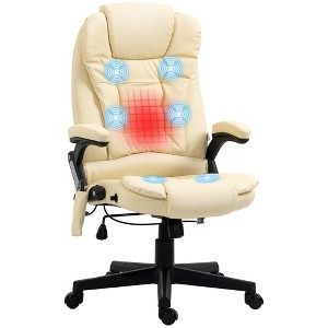 Aghana Digitals Beige Heated Massage Office Chair with 6 Vibration Points, 130° Recline, Remote - 1 of 4