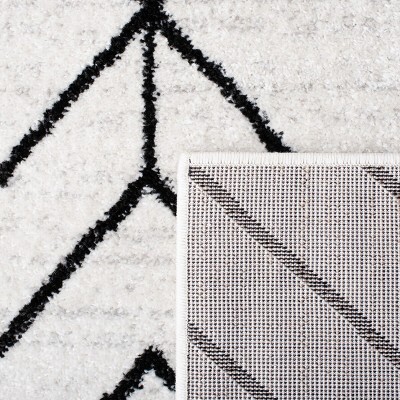 Ivory & Black Geometric Hand-Knotted Synthetic Area Rug, 5'1" x 7'6"