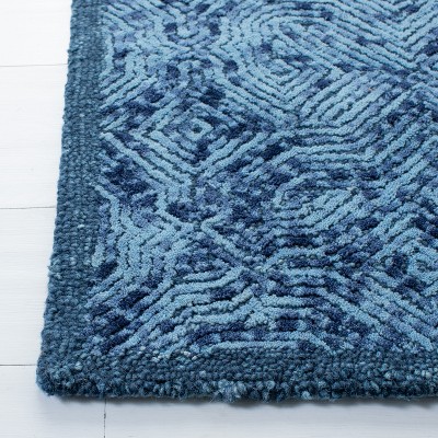 Handmade Dark Blue Wool 3' x 5' Tufted Rug