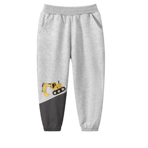 MyKids-USA Children Boys Excavator Descending Cartoon Sports Trousers With Pockets - 1 of 4