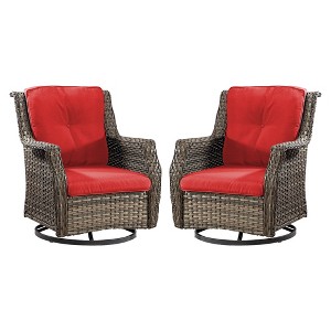 YARDSIGHT Outdoor Swivel Patio Chair with High Back – All-Weather PE Wicker Rattan Chair with Waterproof Cushion for Porch, Deck, Backyard & Balcony - 1 of 4