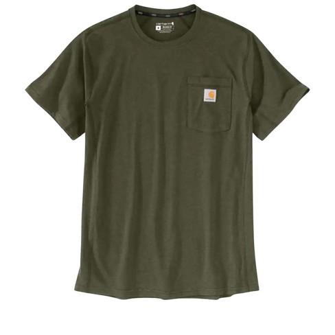 Carhartt Men's Force Relaxed Midweight Logo Pocket Work T-shirt Green ...