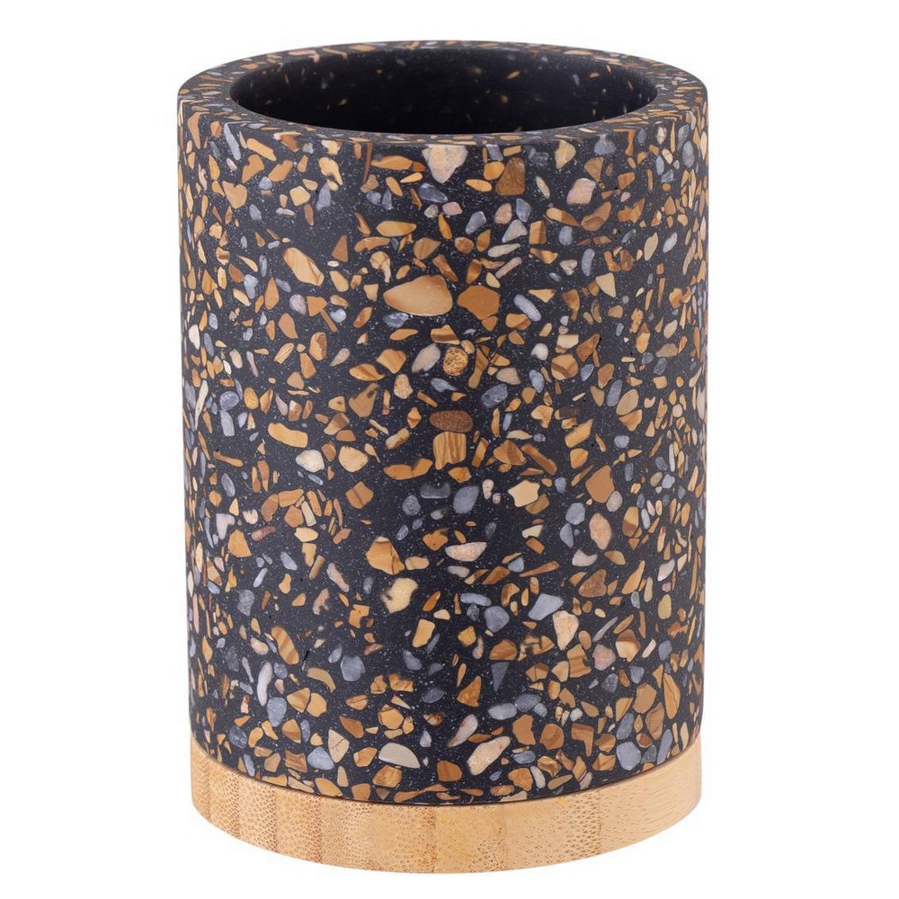 Photos - Other Bathroom Accessories Moda at Home Soren Cement Terrazo with Bamboo Bathroom Tumbler Black