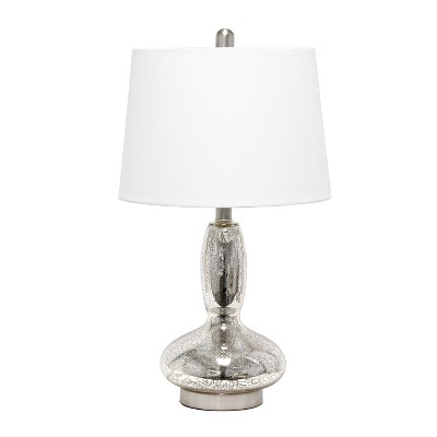 Glass Dollop Mercury Table Lamp with Fabric Shade White - Lalia Home