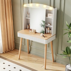 ORRD Vanity Desk with 3-Sided Mirror & Lights, Makeup Vanity with 2 USB Ports, 5 Drawers & Hidden Storage, White - 1 of 4