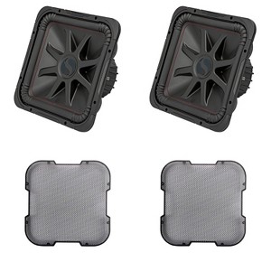 Kicker (2) 45L7R154 L7R 15" Subwoofer, Dual Voice Coil, 4-Ohm & 52GL715 Grill Bundle - 1 of 4
