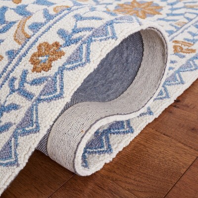 Reyna Ivory Floral Hand-Hooked Wool Area Rug, 10' x 14'