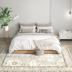 5x7 Area Rug, Indoor Boho Machine Washable Carpet for Living Room, Bedroom, Dining Room, Kitchen, Blue - 1 of 4