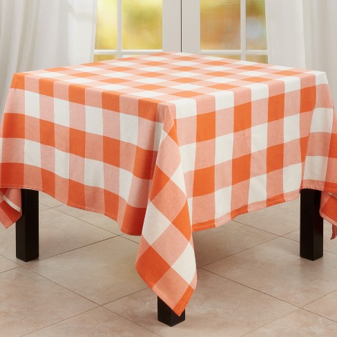 90 Red SARO LIFESTYLE Buffalo Plaid Check Design Cotton Tablecloth