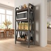 56.3" Bakers Rack 4-Tier Metal & Wood Kitchen Shelf, Multipurpose Storage for Pantry, Garage, Bathroom, Home Organizer - 2 of 4