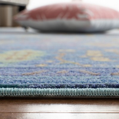 Serenity Blue Floral 27" Synthetic Area Rug