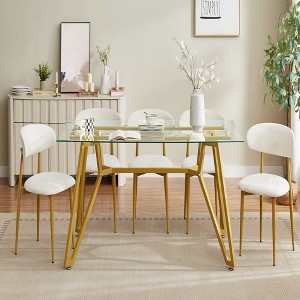 Lirago Rectangular Dining Table with Tempered Glass Top and Metal Legs Modern Style 30.9"H x 35.4"D x 70.9"W - 1 of 4