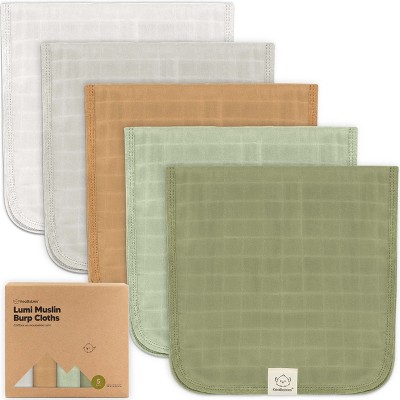 5pk Lumi Muslin Burp Cloths for Baby Boys, Girls, Organic Baby Burp Cloths, Burping Cloths for Babies