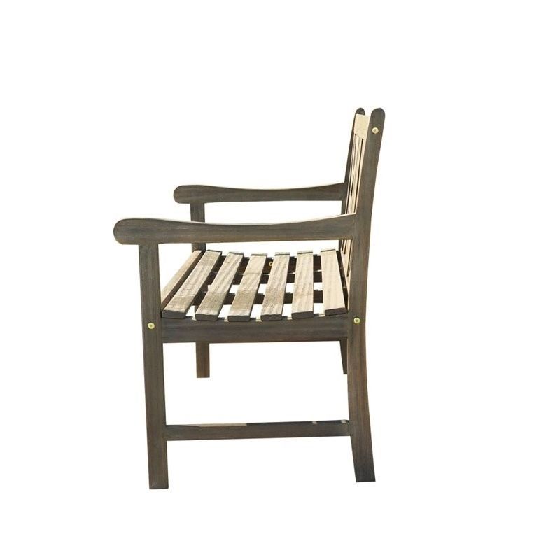 Wood Outdoor Bench in Natural Brown-Pemberly Row, 2 of 11