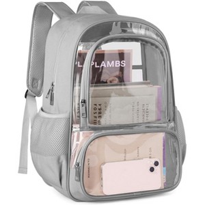 Heavy Duty Backpack, Large Capacity Transparent Bookbag with Reinforced Straps for Security, Travel, and Events - 1 of 4