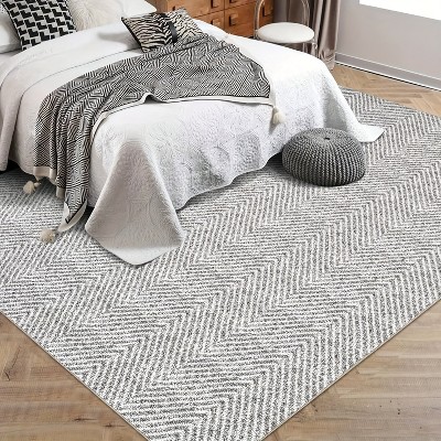 Garvee Large Area Rugs, Modern Fish-bone Pattern Washable Rugs