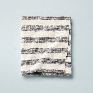 Contrast Edge Stripe Throw Blanket Railroad Gray/Cream - Hearth & Hand™ with Magnolia - 1 of 4