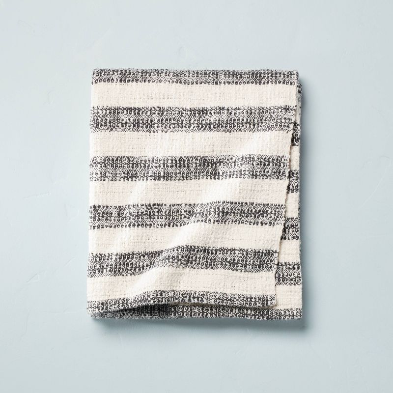 Contrast Edge Stripe Throw Blanket Railroad Gray/Cream - Hearth &#38; Hand&#8482; with Magnolia, 1 of 8
