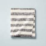 Contrast Edge Stripe Throw Blanket Railroad Gray/Cream - Hearth & Hand™ with Magnolia