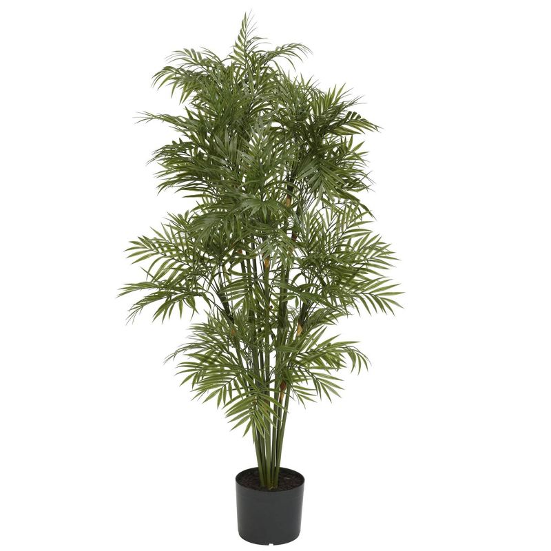 48&#34; Artificial Plastic Parlor Palm Tree in Pot Black - Nearly Natural, 1 of 5