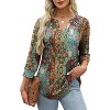 Women 3/4 Sleeve Shirts Notch V Neck Tops Casual Dressy Blouses Beach Vacation Tunic Tops - 2 of 4