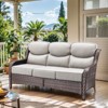 POCASSY 6" Thick Cushion High Back Outdoor Wicker Patio Sofa, All Weather Wicker Furniture 3-Seater Sofa Patio Couch for Porch - 2 of 4