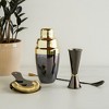 Viski Essential Barware Set, Includes Cobbler Shaker, Hawthorne Strainer, and Bar Spoon, Two Tone Gold and Gunmetal, Stainless Steel, Set of 4, Black - 3 of 4