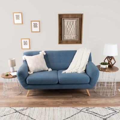 Round Wood and Metal Nesting Side Tables with Storage