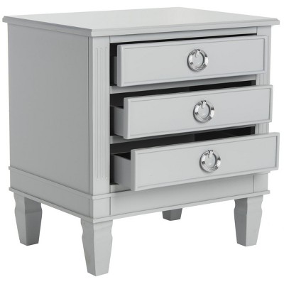 Transitional Grace 3-Drawer Nightstand in Chic Gray