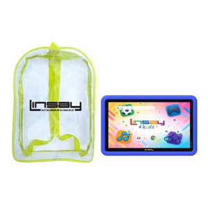 LINSAY 7" Tablet 128GB Storage Kids Blue Defender Case with Backpack Android 15 - 1 of 4
