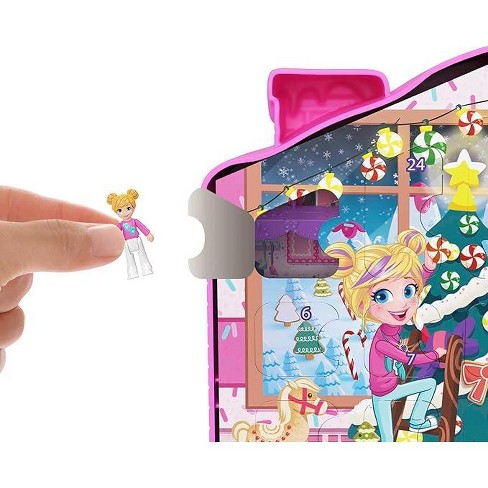 Polly Pocket Dolls Advent Calendar, Gingerbread House Playset with 24  Surprises, Dollhouse Furniture, Toy Car & Holiday Accessories