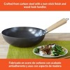 IMUSA 11" Carbon Steel Wok with Wooden Handle Black: Nonstick Cookware, Electric & Gas Compatible, Hand Wash - 2 of 4