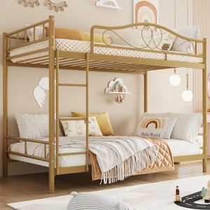 Twin Over Twin Metal Bunk Bed, 400LB Heavy Duty with Safety Guardrail, Space Saving Design, No Box Spring Needed, Easy Assembly Quiet Kids Bed - 1 of 4