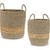 Woven Seagrass Basket Set with Wicker Accent Trim – Natural Storage Decor Bins for Home Organization, Set of 2 by Melrose - 3 of 3