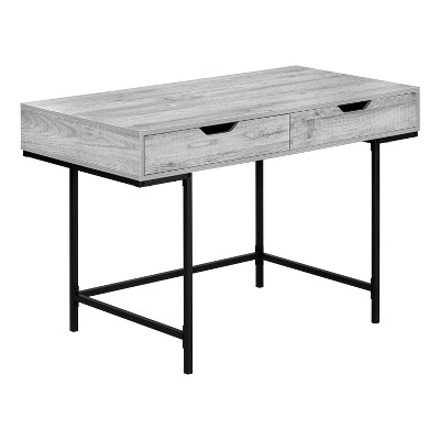 Monarch Specialties Computer Desk Home Office Laptop Storage Drawers 48InchL Work Metal Laminate Grey Black Contemporary Modern