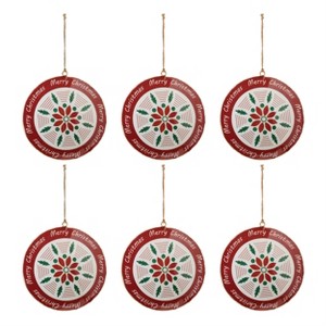 Metal Merry Christmas Disc Holiday Ornament 6 Inch Set of 6 by Melrose - 1 of 3