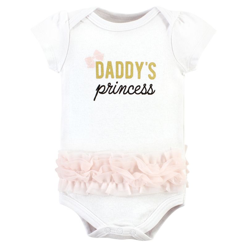 Hudson Baby Infant Girl Cotton Bodysuits, Daddys Princess Tutu, 3 of 6